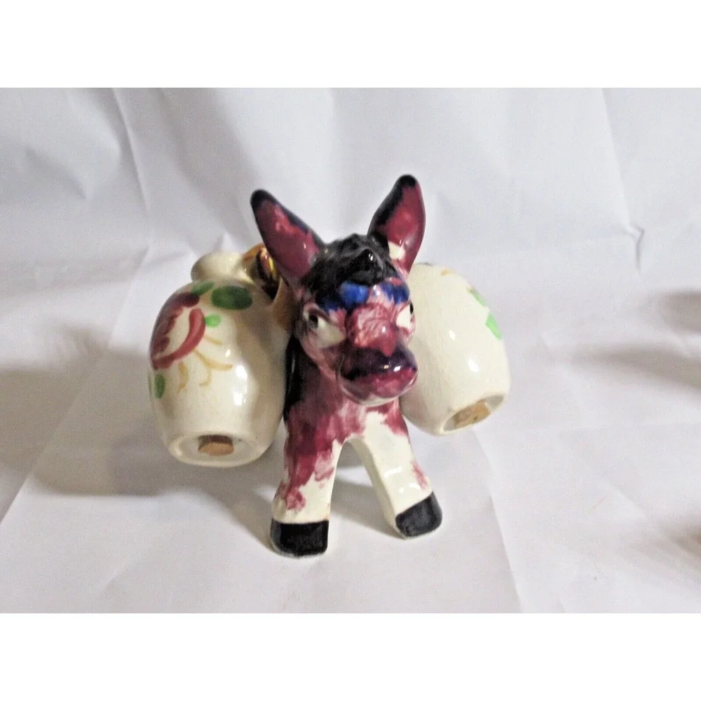 Vintage Japan Salt Pepper Shakers Donkey burro mule Painted Jugs
